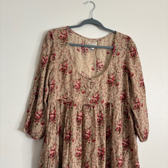Ralph Lauren Denim & Supply Floral Red and Tan Gauze Dress. Size Large Spring. - Picture 4 of 13